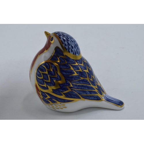 97 - Royal Crown Derby paperweight Robin, first quality with gold stopper.