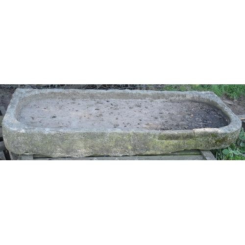 322 - A large 19th century sandstone salting trough / shallow sink with two rounded corners. Approximately... 