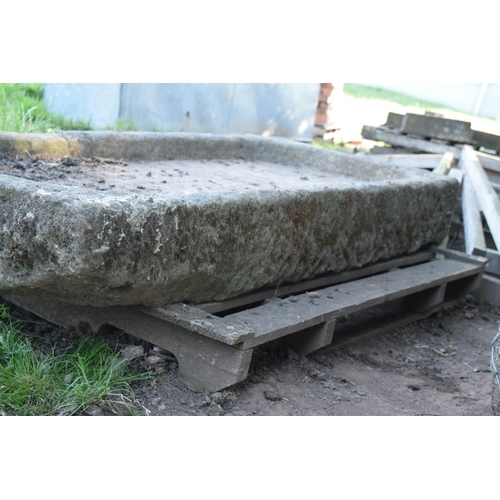 322 - A large 19th century sandstone salting trough / shallow sink with two rounded corners. Approximately... 