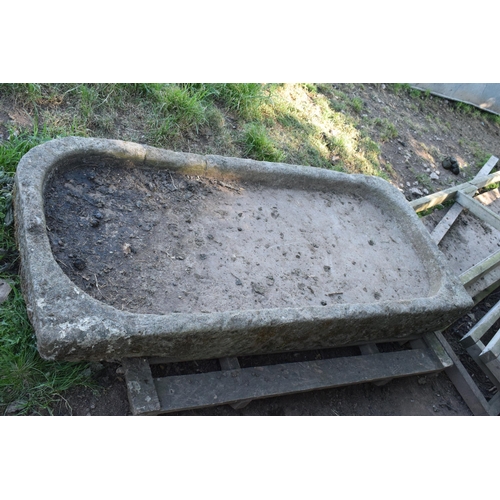 322 - A large 19th century sandstone salting trough / shallow sink with two rounded corners. Approximately... 