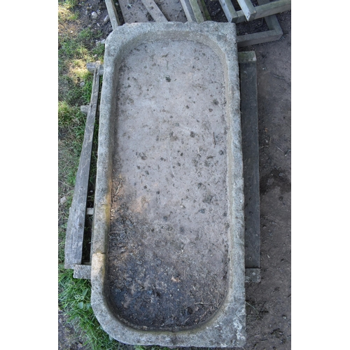 322 - A large 19th century sandstone salting trough / shallow sink with two rounded corners. Approximately... 