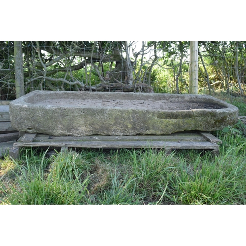 322 - A large 19th century sandstone salting trough / shallow sink with two rounded corners. Approximately... 