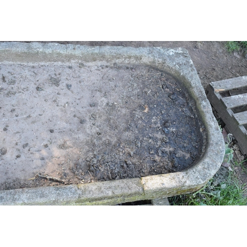 322 - A large 19th century sandstone salting trough / shallow sink with two rounded corners. Approximately... 