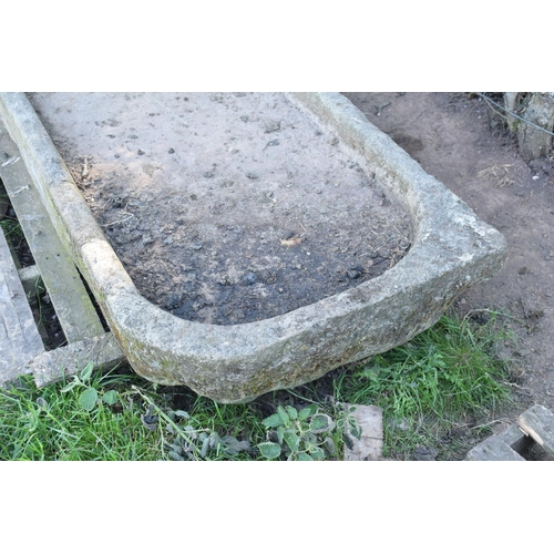 322 - A large 19th century sandstone salting trough / shallow sink with two rounded corners. Approximately... 