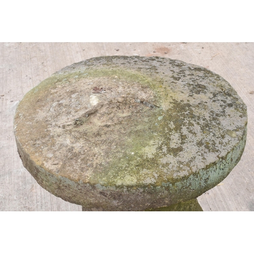 324 - Antique sandstone staddle stone with top. Approx 80cm tall and 58cm diameter.