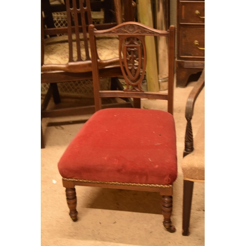 333 - A Georgian mahogany carver chair with upholstered seat together with a later hall chair, 76cm tall.