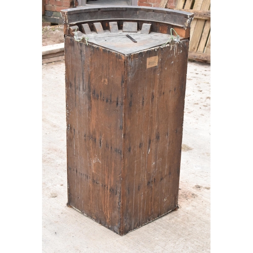 341 - A Georgian oak bow-fronted corner cabinet with inlaid decoration and shelves to interior and brass '... 