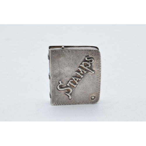 220F - Sterling silver stamp case, 13.4 grams. 36mm tall.