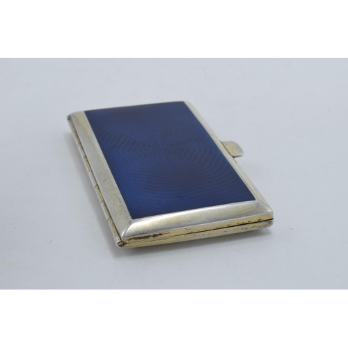 220R - A silver (0.935) gilt and blue guilloche enamel case, gross weight 92.7 grams. 8cm wide.