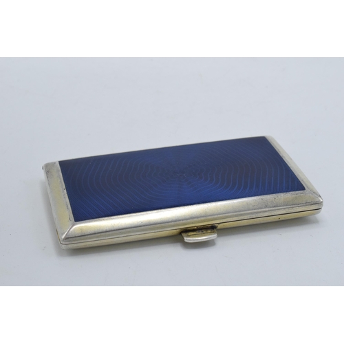 220R - A silver (0.935) gilt and blue guilloche enamel case, gross weight 92.7 grams. 8cm wide.