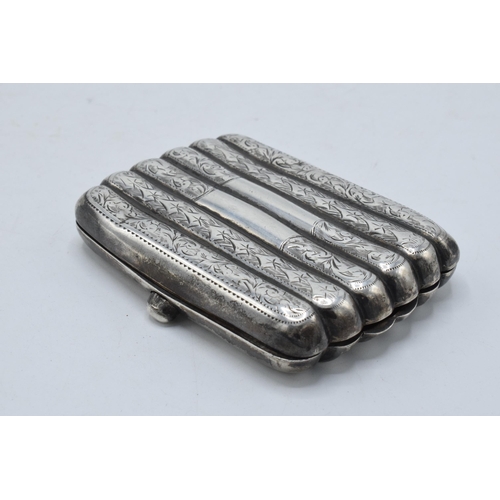 220S - Edwardian silver ribbed cheroot case, 60.9 grams.