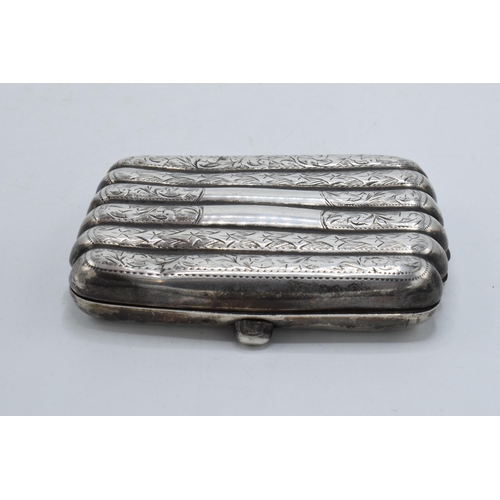 220S - Edwardian silver ribbed cheroot case, 60.9 grams.