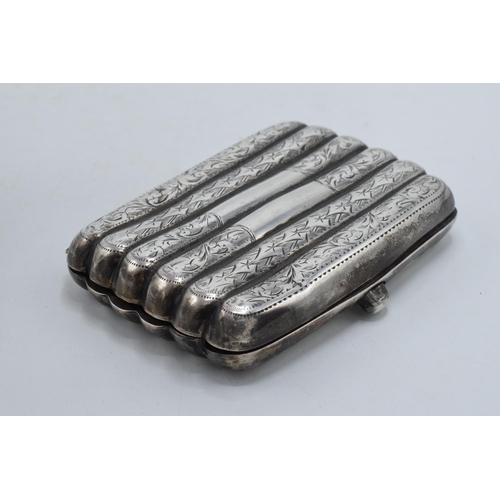 220S - Edwardian silver ribbed cheroot case, 60.9 grams.