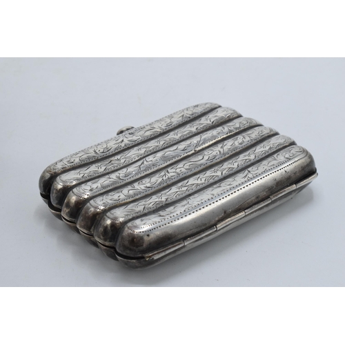 220S - Edwardian silver ribbed cheroot case, 60.9 grams.