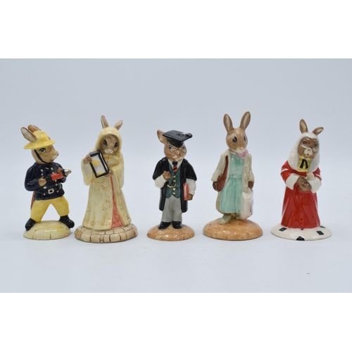 102 - Royal Doulton Bunnykins to include Schoolmaster DB60, Judge DB188, Shopper DB233, Fireman DB75 and S... 