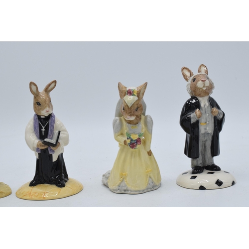 103 - Royal Doulton Bunnykins to include Bridesmaid DB173, Groom DB102, Bridge DB101, Vicar DB254 and Lawy... 