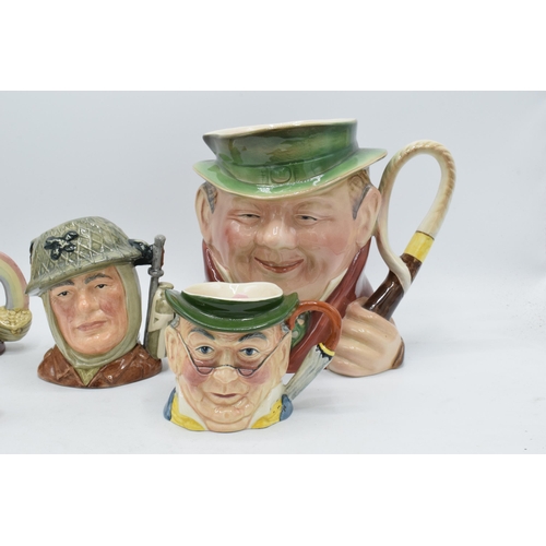 133 - A collection of character jugs to tiny Royal Doulton character jug Arry, small jugs Soldier D6876, L... 