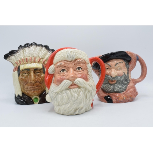 137 - A trio of large Royal Doulton character jugs to include Santa Claus D6704, Falstaff D6287 and North ... 