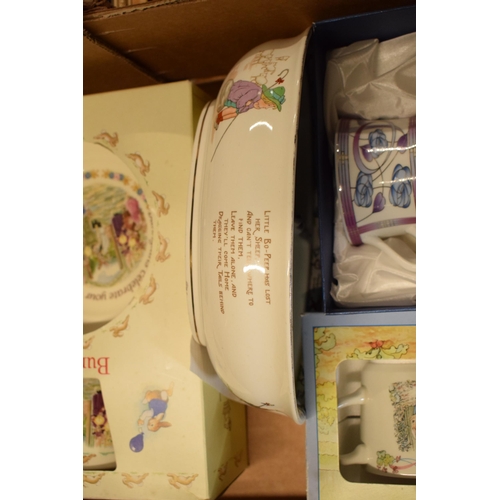 138 - A collection of pottery to include a Wedgwood Peter Rabbit christening set, Royal Doulton Bunnykins ... 