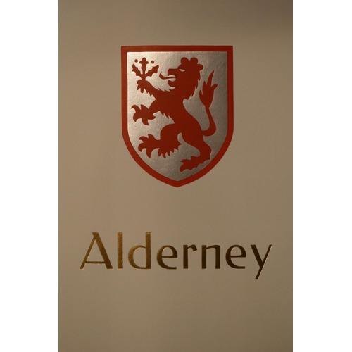 184 - Alderney stamp album – Stated by vendor as mint condition and from  1980 onwards.  Mini sheets x 20 ... 