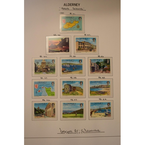 184 - Alderney stamp album – Stated by vendor as mint condition and from  1980 onwards.  Mini sheets x 20 ... 