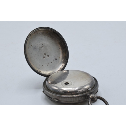 202 - A hallmarked silver pocket watch with replacement Perspex cover, Camerer Kuss & Co London.