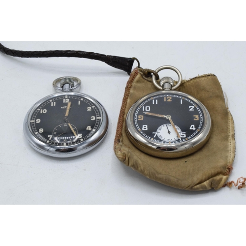 217 - Recta military issue pocket watch with broad arrow mark to the back stamped G.S.T.P. serial no. F070... 