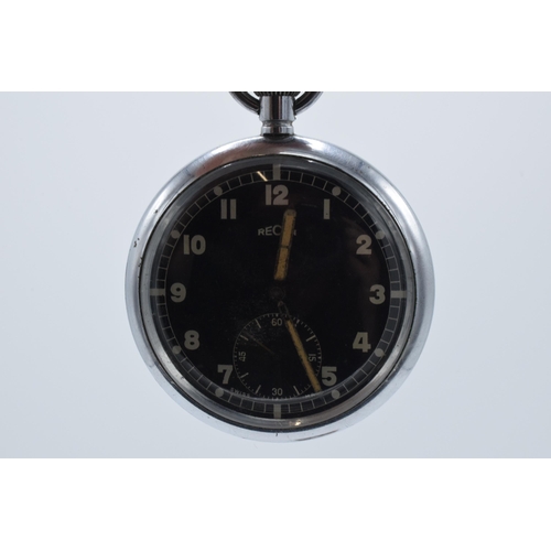 217 - Recta military issue pocket watch with broad arrow mark to the back stamped G.S.T.P. serial no. F070... 