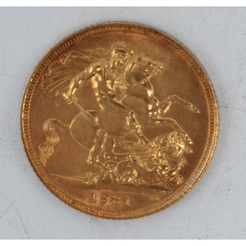 232 - Queen Elizabeth II 22ct gold full sovereign 1981.