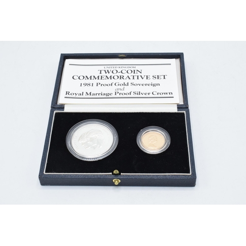 238 - Royal Mint Two Coin Commemorative set, 1981 Royal Mint proof gold sovereign and Royal Marriage proof... 