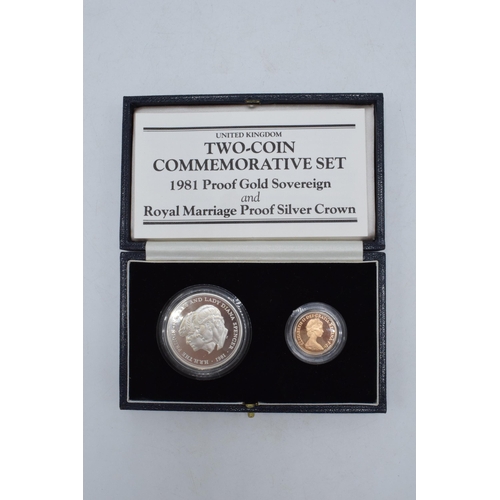 238 - Royal Mint Two Coin Commemorative set, 1981 Royal Mint proof gold sovereign and Royal Marriage proof... 