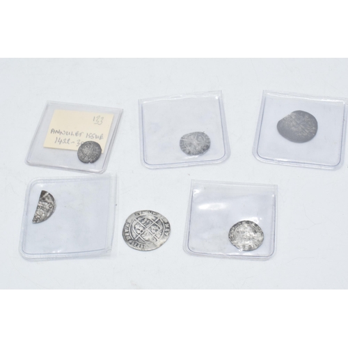 241E - A collection of 6 silver hammered coins, approximately 1300-1600 in date to include a Henry VI half ... 