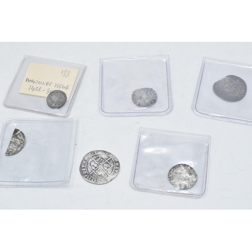 241E - A collection of 6 silver hammered coins, approximately 1300-1600 in date to include a Henry VI half ... 