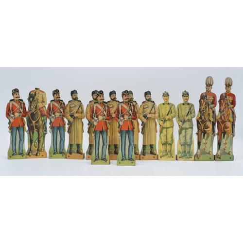 244 - A collection of unusual early 20th century free standing cardboard soldiers of varying forms, ranks ... 