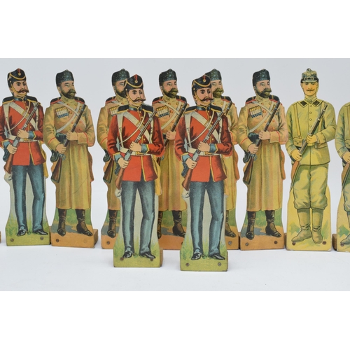 244 - A collection of unusual early 20th century free standing cardboard soldiers of varying forms, ranks ... 