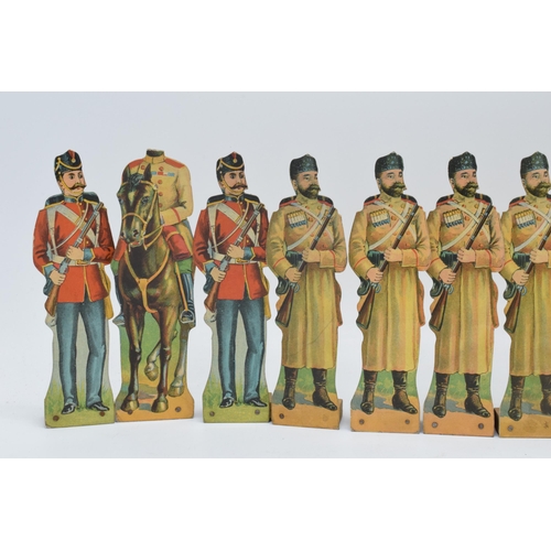 244 - A collection of unusual early 20th century free standing cardboard soldiers of varying forms, ranks ... 