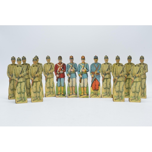 245 - A collection of unusual early 20th century free standing cardboard soldiers of varying forms, ranks ... 