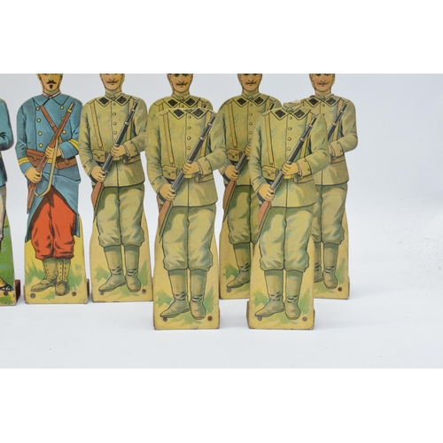 245 - A collection of unusual early 20th century free standing cardboard soldiers of varying forms, ranks ... 