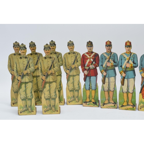 245 - A collection of unusual early 20th century free standing cardboard soldiers of varying forms, ranks ... 