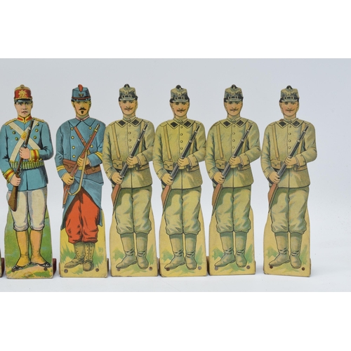 245 - A collection of unusual early 20th century free standing cardboard soldiers of varying forms, ranks ... 