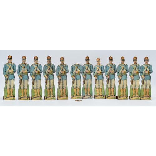 246 - A collection of unusual early 20th century free standing cardboard soldiers of varying forms, ranks ... 