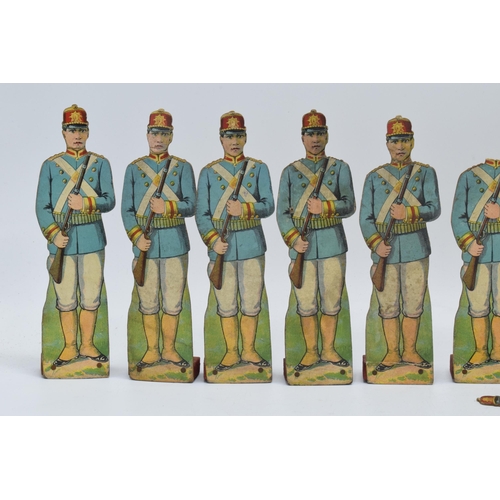 246 - A collection of unusual early 20th century free standing cardboard soldiers of varying forms, ranks ... 