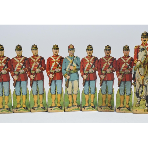 247 - A collection of unusual early 20th century free standing cardboard soldiers of varying forms, ranks ... 