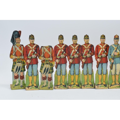 247 - A collection of unusual early 20th century free standing cardboard soldiers of varying forms, ranks ... 