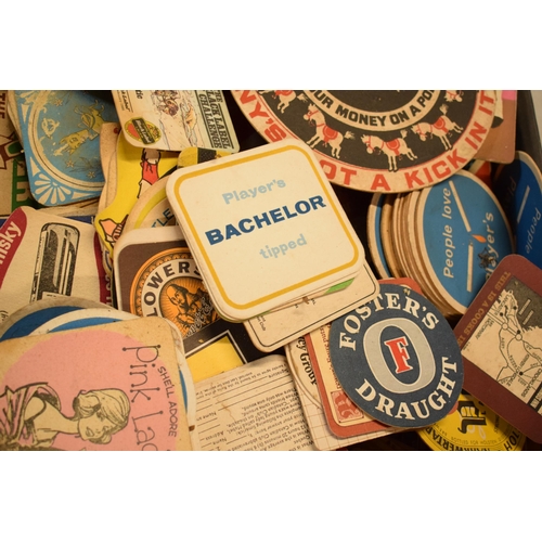 25 - A large collection of vintage advertising beer mats to include Double Diamond, Cherry B, Tuborg, Pla... 