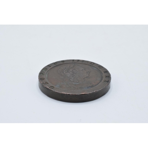 250 - George III Cartwheel Tuppence / Two Pence coin 1797. 41mm diameter. Some edge knocks.