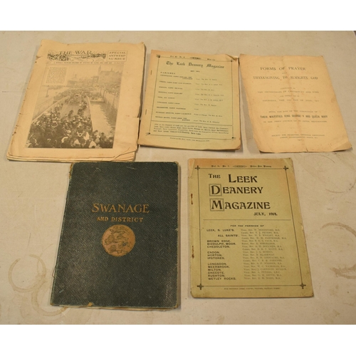 259 - A collection of ephemera to include local interest such as The Leek Deanery Magazine July 1914 and M... 