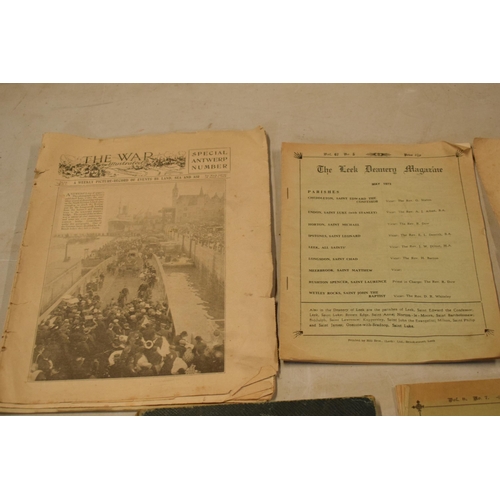 259 - A collection of ephemera to include local interest such as The Leek Deanery Magazine July 1914 and M... 