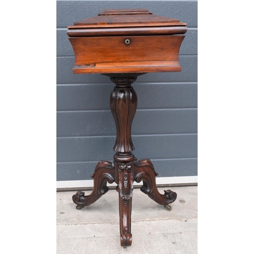 266 - William IV rosewood teapoy of sarcophagus form, 81 x 41 x 38cm.