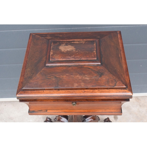 266 - William IV rosewood teapoy of sarcophagus form, 81 x 41 x 38cm.